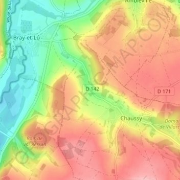 Boucagny topographic map, elevation, terrain