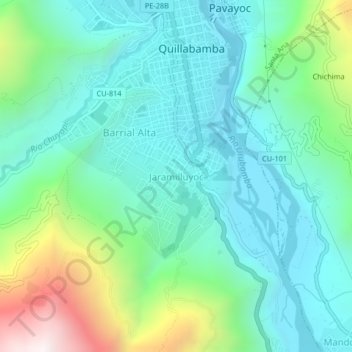 Jaramilluyoc topographic map, elevation, terrain