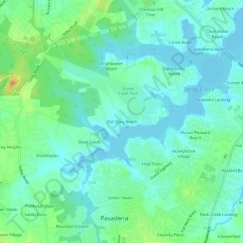 Old Glory Beach topographic map, elevation, terrain