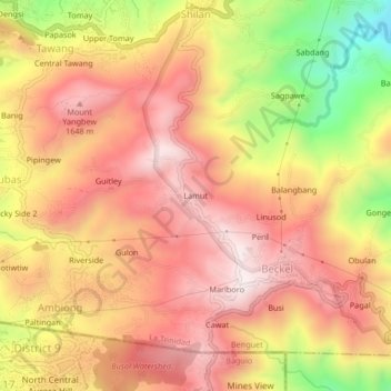 Lamut topographic map, elevation, terrain