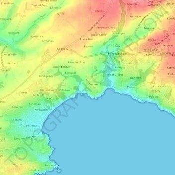 Goarem topographic map, elevation, terrain