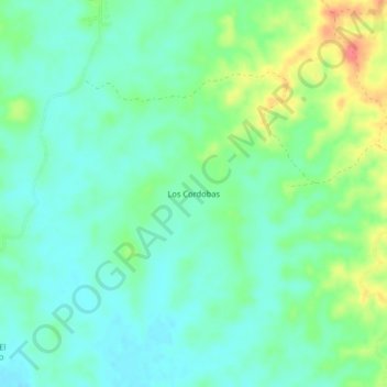 Los Cordobas topographic map, elevation, terrain