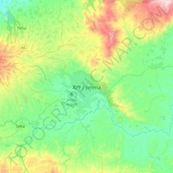 Jimma topographic map, elevation, terrain