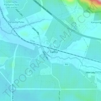 Kampung Batu 10 Labu topographic map, elevation, terrain