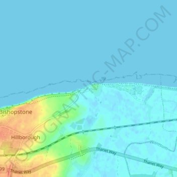 Reculver topographic map, elevation, terrain