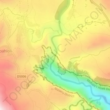 Maletsunyane Falls topographic map, elevation, terrain