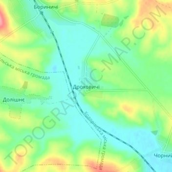 Drokhovychi topographic map, elevation, terrain