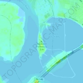 Blackwell Peninsula topographic map, elevation, terrain