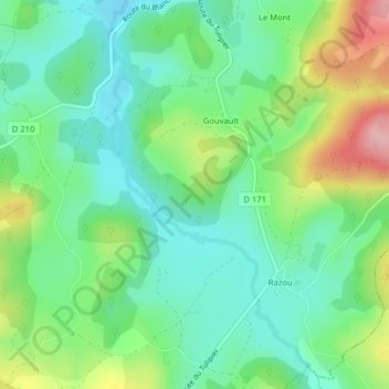 Complain topographic map, elevation, terrain
