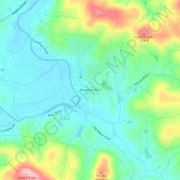 Bowman Bluff topographic map, elevation, terrain