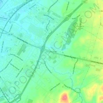 Stoufferstown topographic map, elevation, terrain