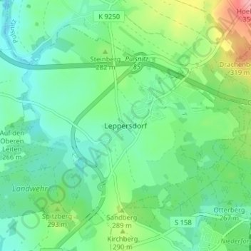 Leppersdorf topographic map, elevation, terrain