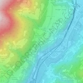 Stille topographic map, elevation, terrain