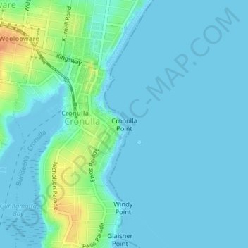 Cronulla Point topographic map, elevation, terrain