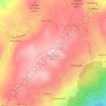 Caramulo topographic map, elevation, terrain