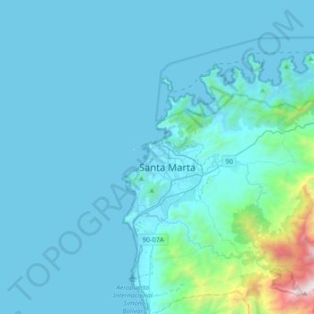 Santa Marta topographic map, elevation, terrain