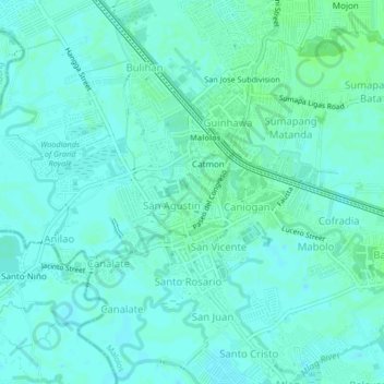 San Gabriel topographic map, elevation, terrain
