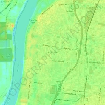 Shawneeland topographic map, elevation, terrain