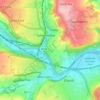 Exley topographic map, elevation, terrain