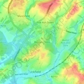 Ringles Cross topographic map, elevation, terrain