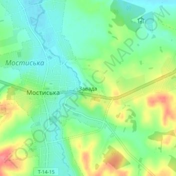 Zavada topographic map, elevation, terrain