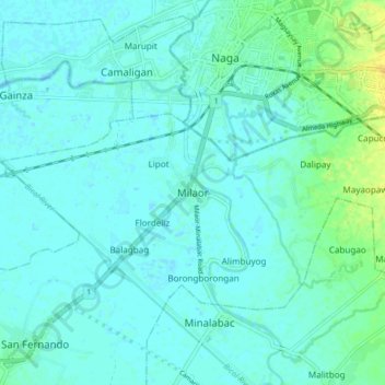 Milaor topographic map, elevation, terrain