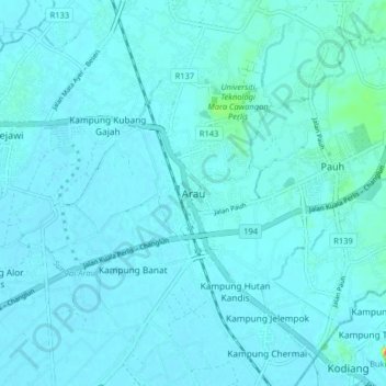 Arau topographic map, elevation, terrain