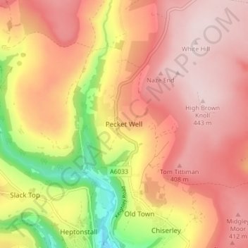 Pecket Well topographic map, elevation, terrain
