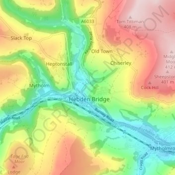 Birchcliffe topographic map, elevation, terrain