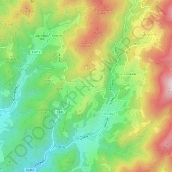 Vogelbach topographic map, elevation, terrain