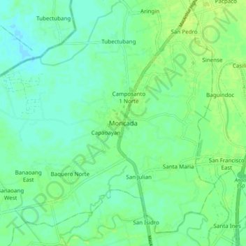 Moncada topographic map, elevation, terrain