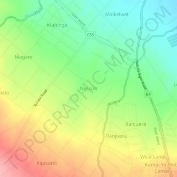 Nessuit topographic map, elevation, terrain