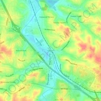 Antioch topographic map, elevation, terrain