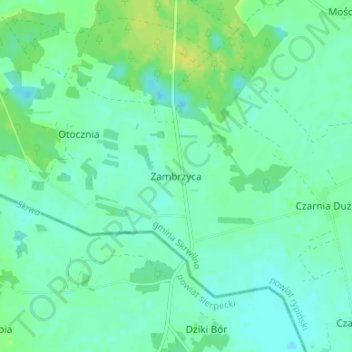 Zambrzyca topographic map, elevation, terrain