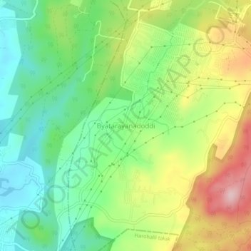 Byatarayanadoddi topographic map, elevation, terrain