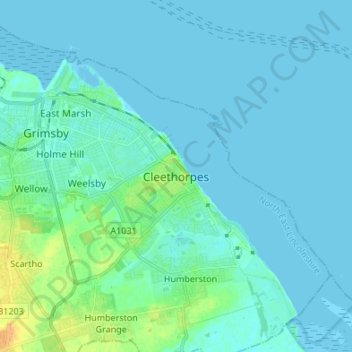 Cleethorpes topographic map, elevation, terrain