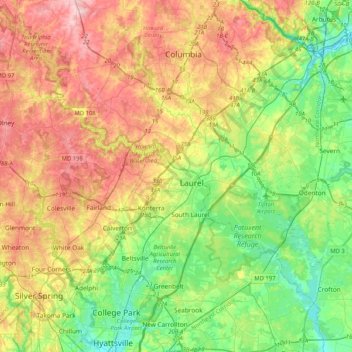 Laurel topographic map, elevation, terrain