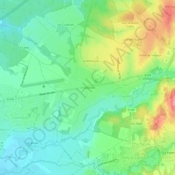 Chavannes topographic map, elevation, terrain