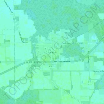 Hastings topographic map, elevation, terrain