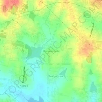 Hulimangala topographic map, elevation, terrain