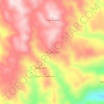 Poleganyara topographic map, elevation, terrain