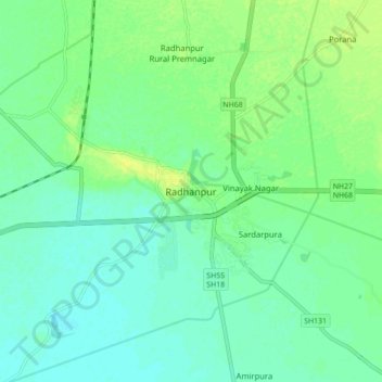 Radhanpur topographic map, elevation, terrain