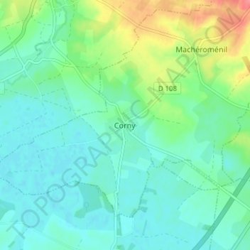 Corny topographic map, elevation, terrain