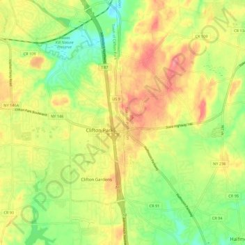 Clifton Park topographic map, elevation, terrain