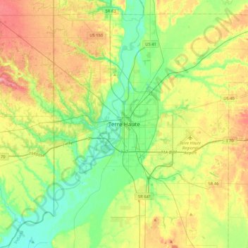 Terre Haute topographic map, elevation, terrain