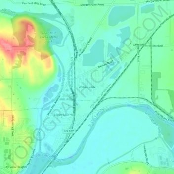 Williamsdale topographic map, elevation, terrain