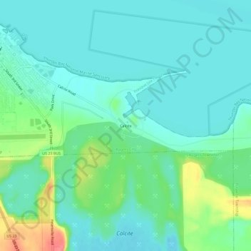 Calcite topographic map, elevation, terrain