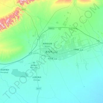库车市 topographic map, elevation, terrain