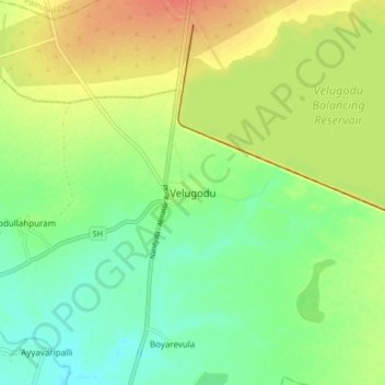 Velugodu topographic map, elevation, terrain