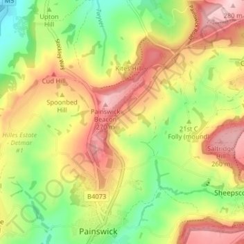 Paradise topographic map, elevation, terrain